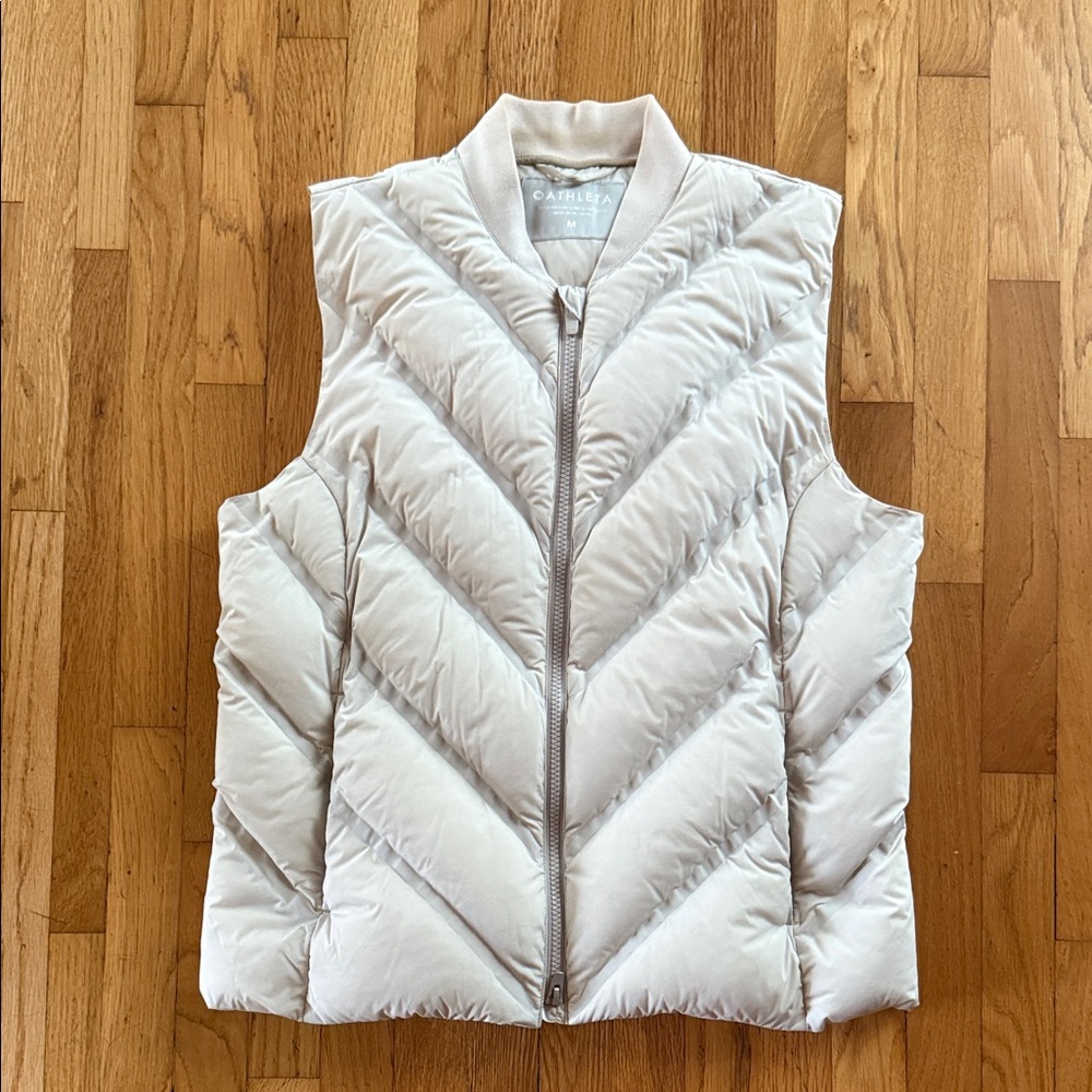 Athleta Inlet Vest, Birch Grey (Ivory) Puffer Vest, Size M